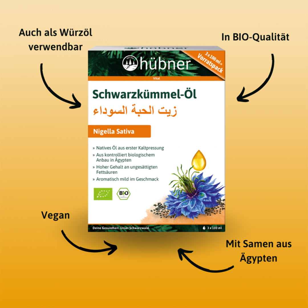 Hübner Schwarzkümmel-Öl - 3er Pack (je 100 ml)
