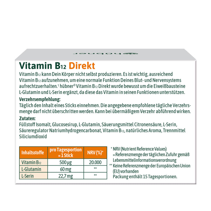 Hübner Vitamin B12 Direktsticks (15 Stk.)
