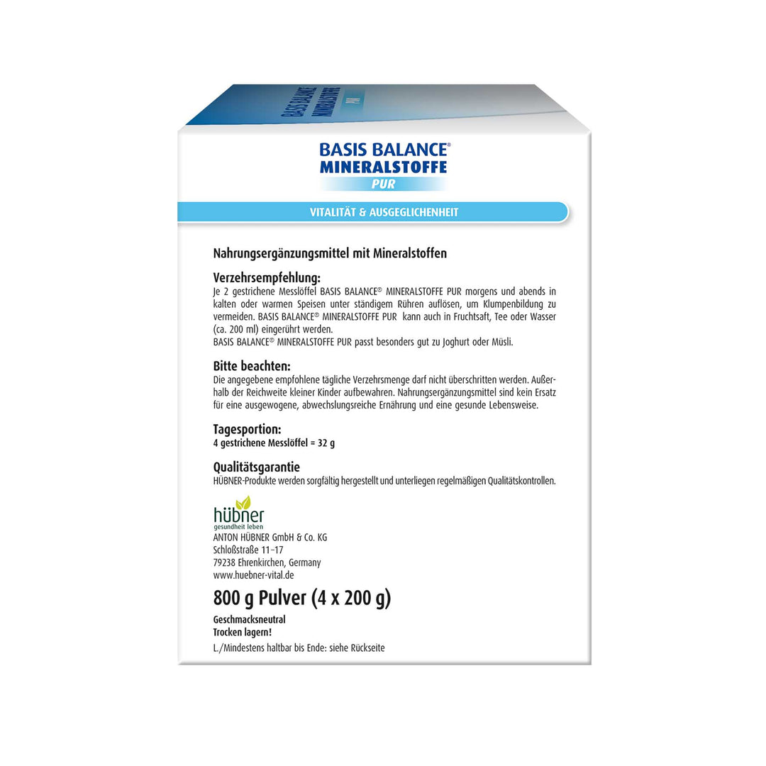 Hübner Basis Balance Mineralstoffe Pur Pulver (800 g)