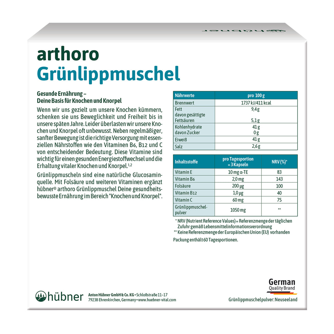 Hübner arthoro Grünlippmuschel (180 Stk.)