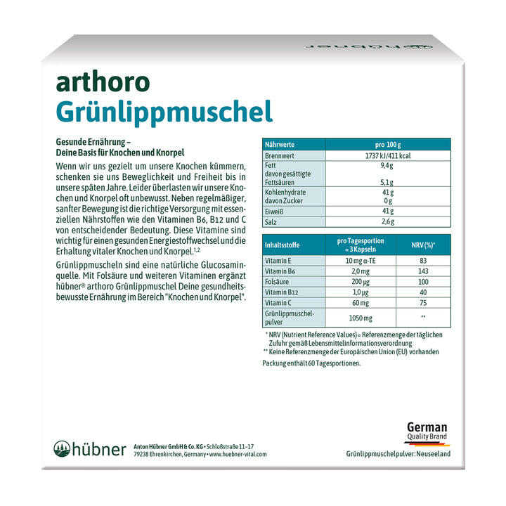Hübner arthoro Grünlippmuschel (180 Stk.)