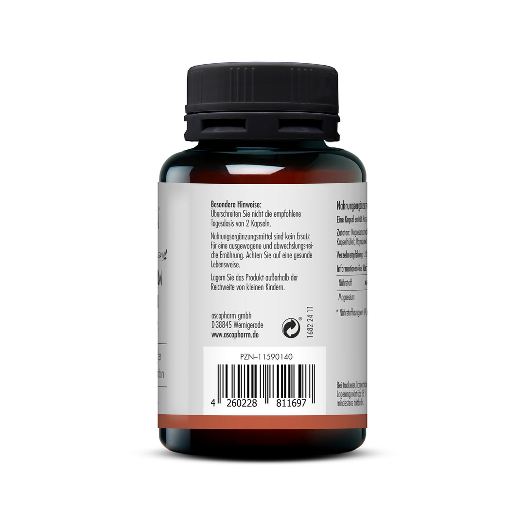 Seitliche Verpackungsansicht mit besonderen Hinweisen, Herstelleradresse und Barcode.