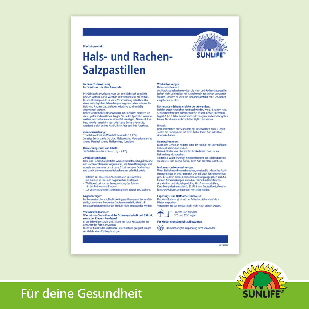 SUNLIFE Hals- und Rachen Salzpastillen (36 Stk.)
