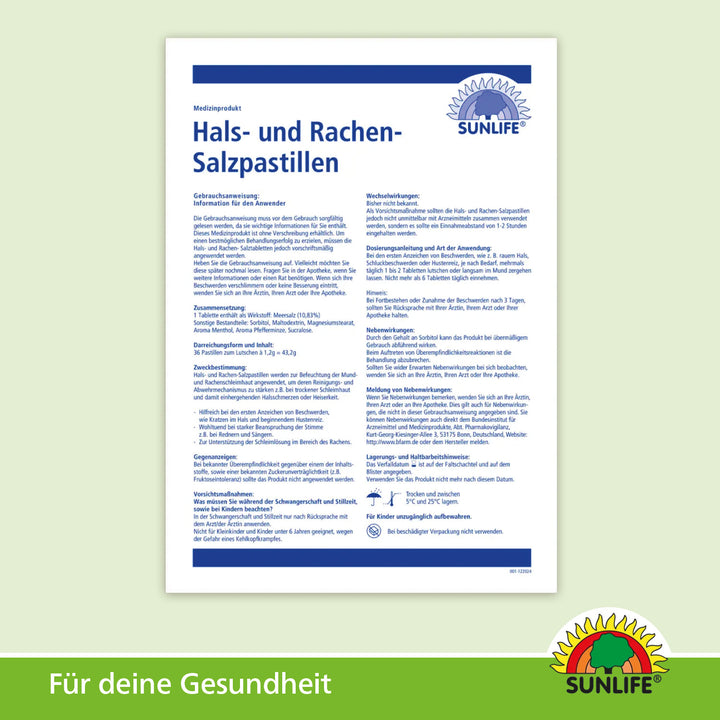 SUNLIFE Hals- und Rachen Salzpastillen (36 Stk.)