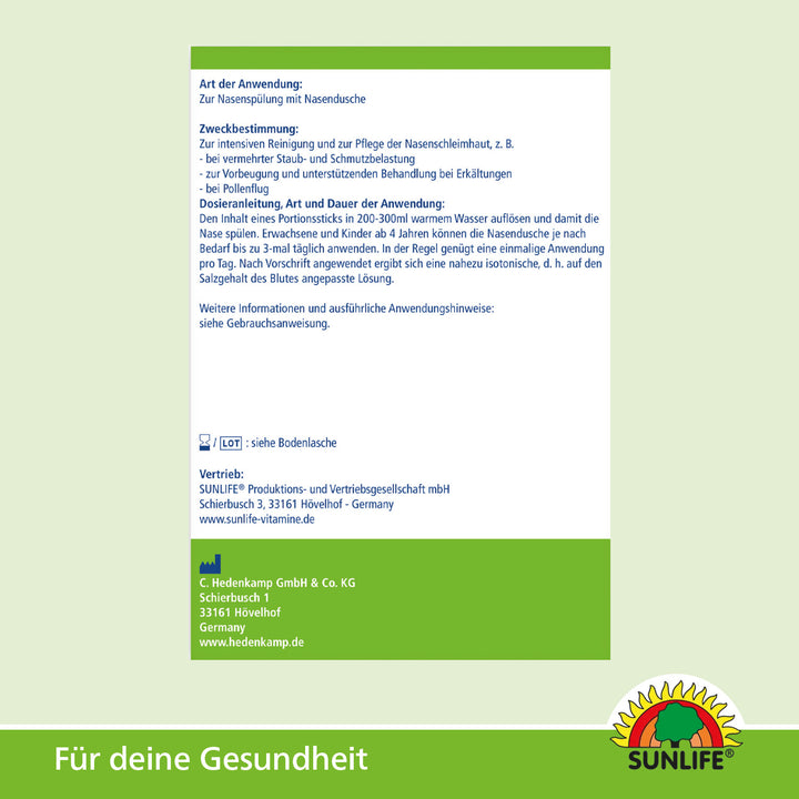SUNLIFE Nasendusche & Nasenspülsalz (10 Sticks)