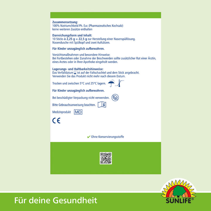 SUNLIFE Nasendusche & Nasenspülsalz (10 Sticks)